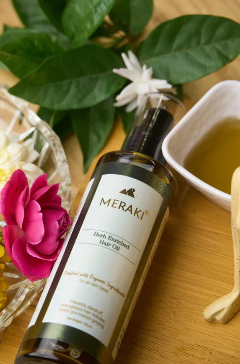 Meraki herb enriched hair oil: The Secret to Healthy, Luscious Locks