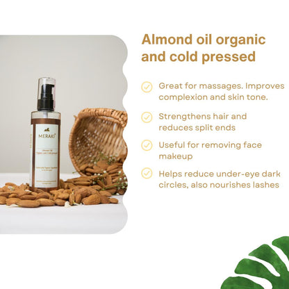 Almond Oil Organic and Cold pressed